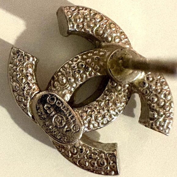 Authentic CHANEL Silver Crystal CC Stud Earrings (No Backings) - Picture 5 of 5